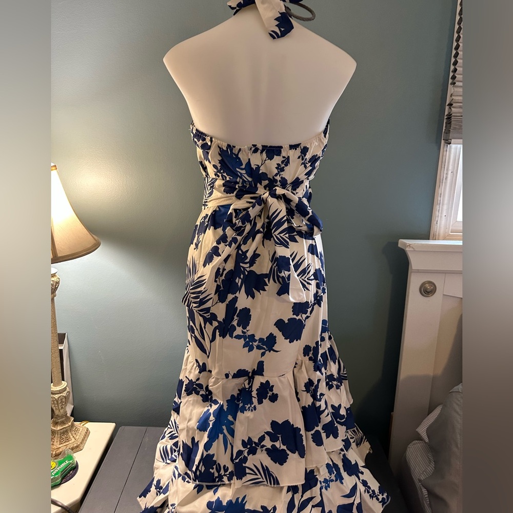 Talia Style Maxi Floral Blue and Cream Dress medium - Picture 5 of 10